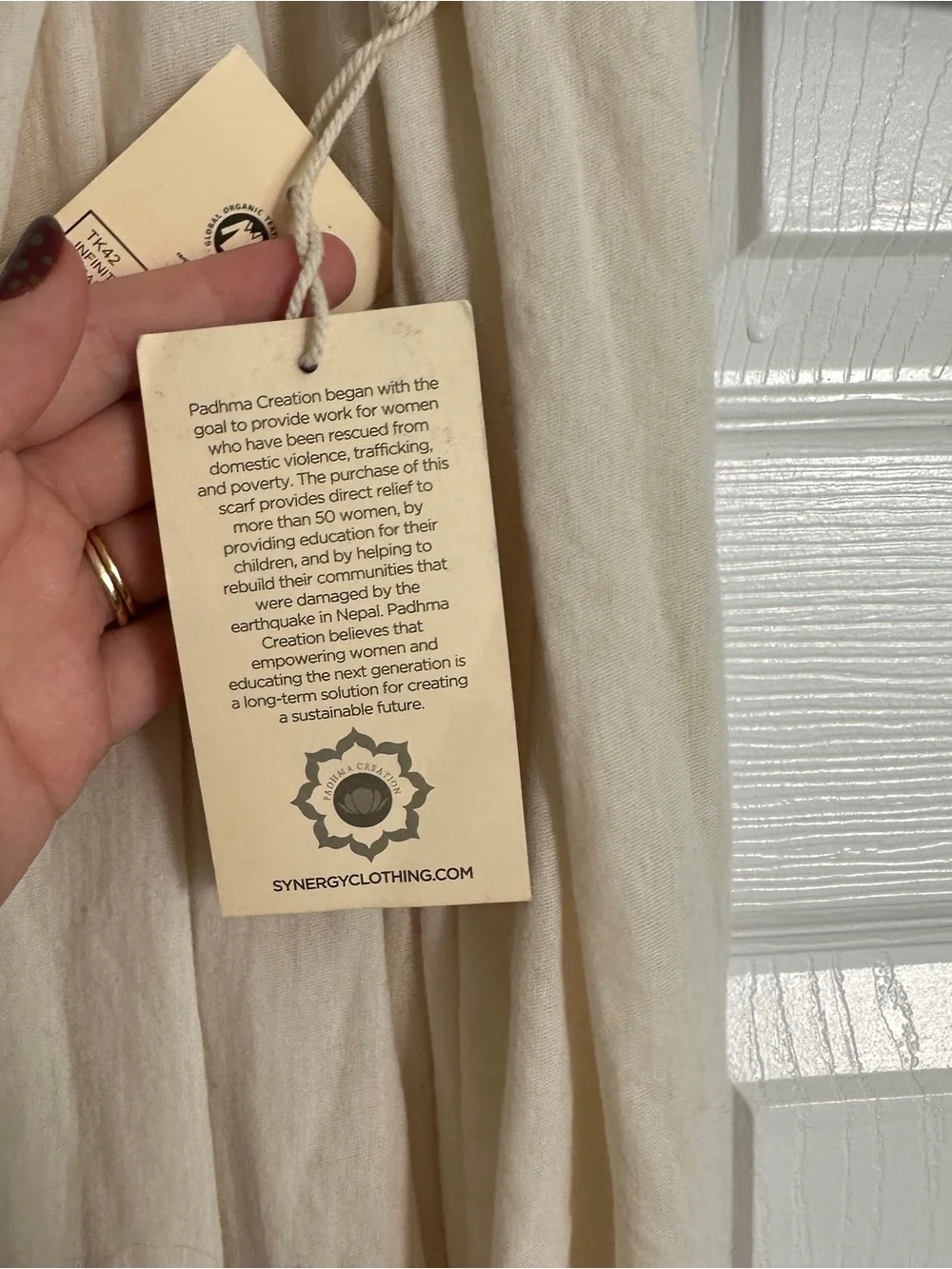 Synergy Organic Clothing Cream Loop Scarf
